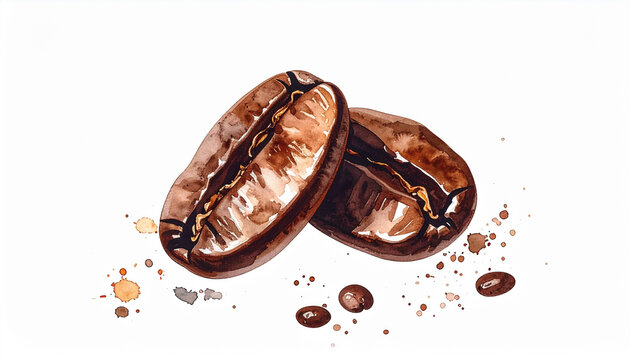 Closeup of Coffee Beans with Splashes and Drips