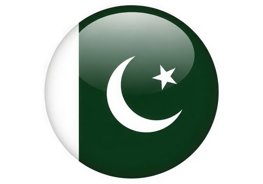 Glossy circle flag of Pakistan isolated on transparent background