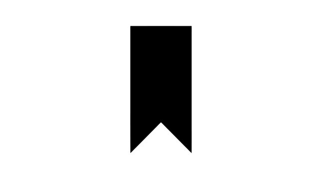 Black bookmark icon isolated on white background. Minimalist vertical ribbon flag symbol for interface design.