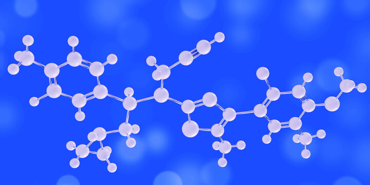 Crinecerfont molecule, for the treatment of congenital adrenal hyperplasia CAH. Corticotropin releasing factor type 1 receptor (CRF1R) antagonist. Molecular model. 3D render