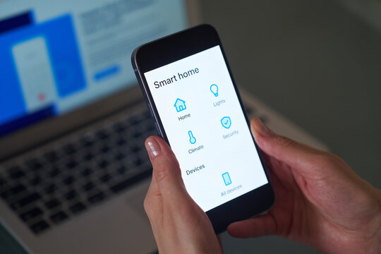 Smart home application on smartphone screen
