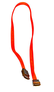SATA Data Cable for Computer Storage Connection Isolated on Transparent Background