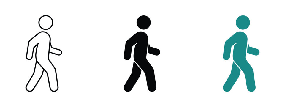 Walking pictogram, person walking icon, pedestrian symbol