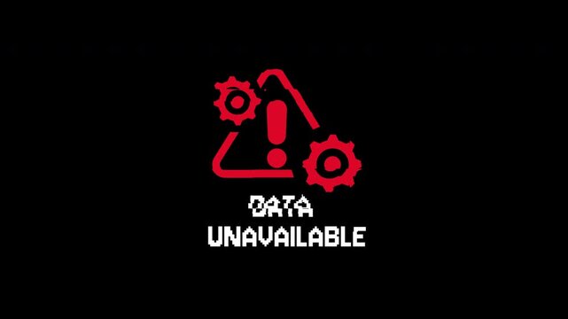 Data unavailable text gear icons with digital text data unavailable message. Suitable for software error messages or technical difficulties concepts.
