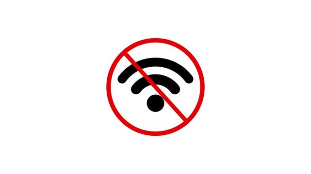 No internet connection icon animation isolated on white background. Network offline concept. Wi-fi signal problem symbol. Motion Graphic concept. animation
