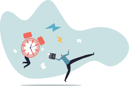 Late, hurry to go to work, rushing or running fast before deadline, speed or busy job,human life and situation. human life and situation.vector illustration.