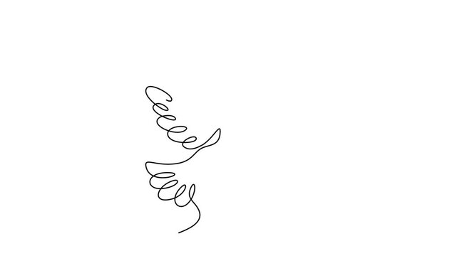 Animated self drawing of continuous line draw of flying dove symbolizing peace and freedom. Full length one line animation. 4K