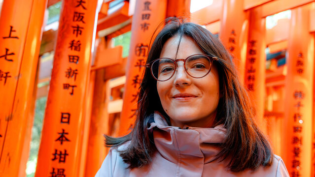 Woman at Fushimi Inari-Taisha in Kyoto, Japan