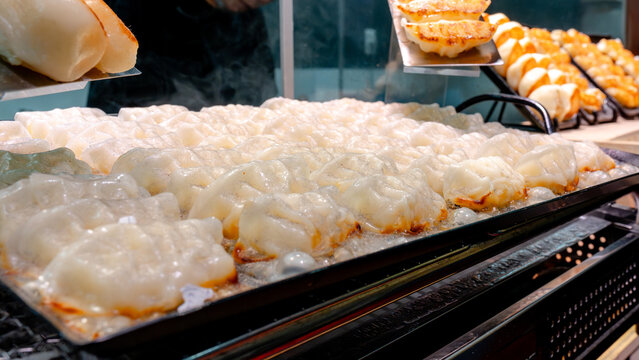 Authentic dumplings at Nishiki Market in Kyoto, Japan