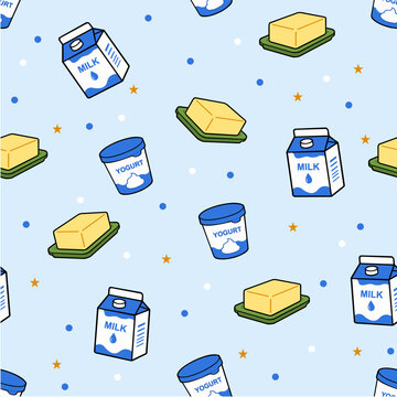 milk dairy seamless pattern background