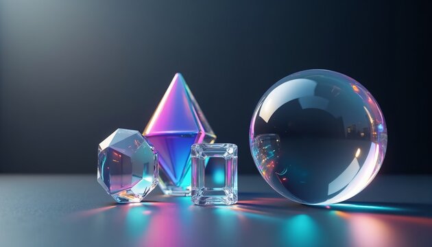 Floating Translucent Glass Geometrics with Rainbow Caustics (Concept Studio)