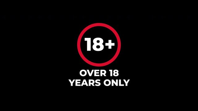 18+ Not allowed sign. Suitable for products or content that contain adult material or information restricted to individuals aged eighteen and older.