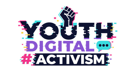 Fototapeta premium Youth Digital Activism Fist Logo Symbol.
