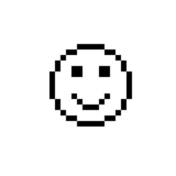 Pixel Art Monochrome Smiling Face Happy Emoji Icon