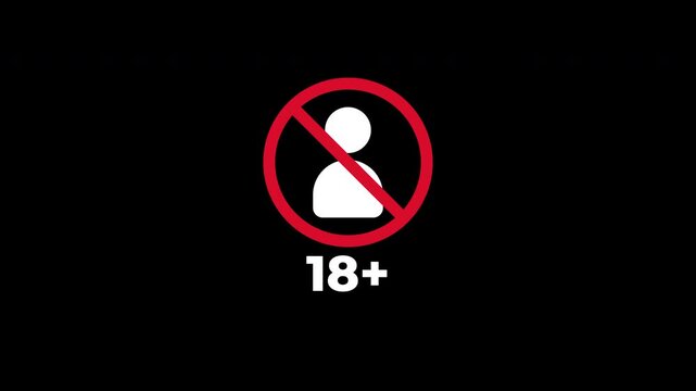 18+ Not allowed sign for adults, age limit. Suitable for websites, social media posts, poster designs, and educational materials on restricted content.