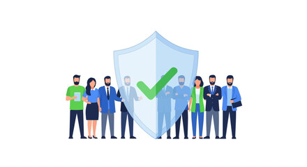 Fototapeta premium Professional Team Protection and Security Concept Illustration with Shield and Checkmark
