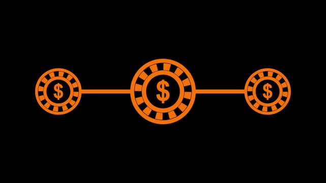 Abstract setting Dollar icon conceptual business animation , Dollar setting icon with glowing animation on a black background.