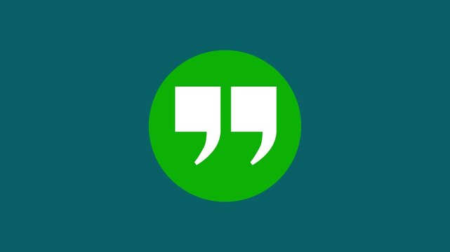 Quotation mark symbol inside a speech bubble design. Motion Graphic concept. animation