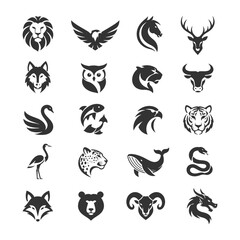 Fototapeta premium Minimal Animal Negative Space Logo Collection with Modern Vector Design