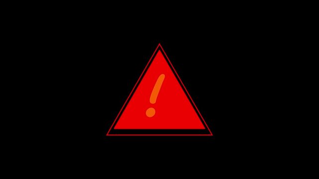 Warning Sign - Exclamation Mark in Triangle on Black Background.