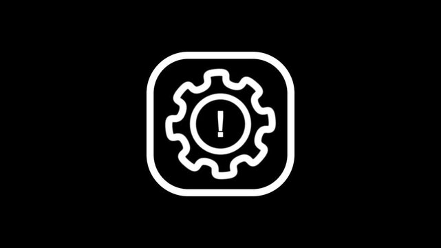 gear minimalist stroke animation icon on a black background