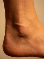 Naklejka premium Anatomical structure of ankle showing Achilles tendon and skin texture, highlighting human