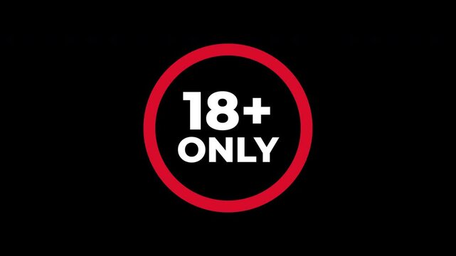 18+ Not allowed sign with white eighteen plus text label for mature content audience restriction. Suitable for agerestricted content promotion.