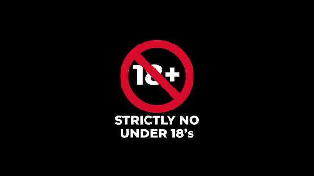 18+ Not allowed sign with white eighteen plus text for no adult access. Suitable for age restrictions, censorship, and prohibition concepts.
