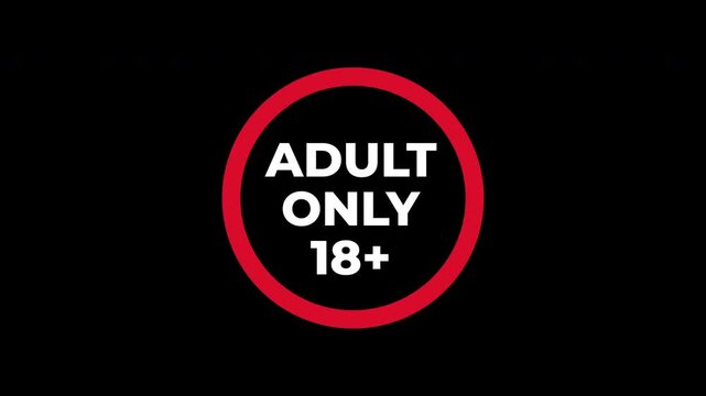 18+ Not allowed sign with white text stating adult only eighteen plus on a black background, suitable for agerestricted content marketing.