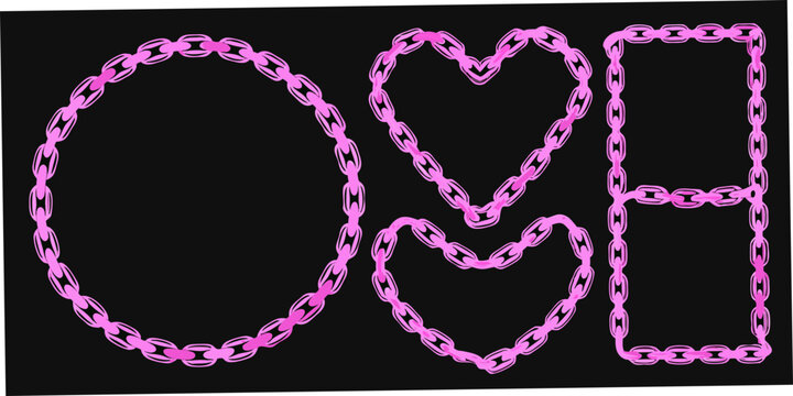 Chain Link Borders Forming Letters Pink Magenta Vector Illustration