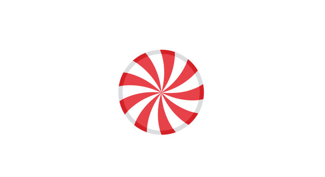 Classic sweet peppermint candy with traditional red and white spiral stripes isolated on a clean white background.