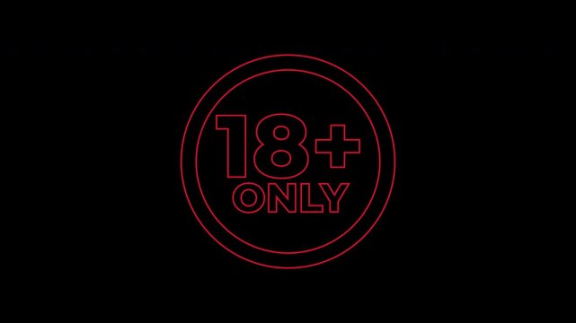 18+ Not allowed sign. Suitable for adultthemed events, nightclubs, mature content promotions. Eyecatching red neon design for exclusive adult only entertainment advertisements.