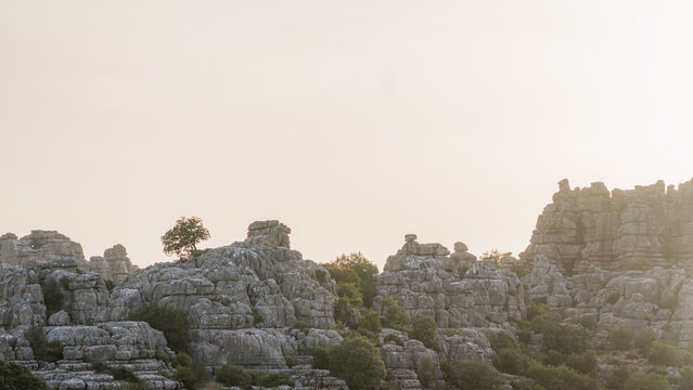 Torcal de Antequera rocks during a serene sunset in Spain