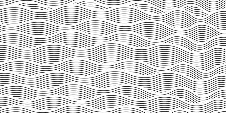 Artistically Ocean Waves pattern. Hand-drawn, Sea Waves. Doodle, vector, zentangle tribal design element. Pattern for coloring book.