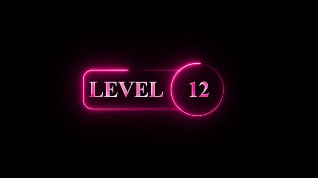 Level 12 completed with dynamic neon glow effect on dark background, game progression animation
