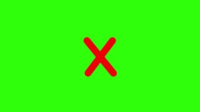 Bright red letter x symbol with rounded edges centered on a vibrant green background for use as a close or cancel button in digital applications
