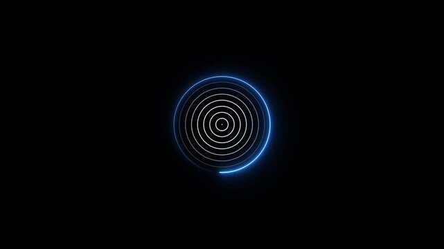 abstract blue and black background rader with rays technology Rader Hud technology signal waves animated. Location detection Military surveillance