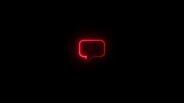 Glowing neon color message text box icon conversation notice message icon. Motion Graphic concept animation.