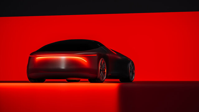 Futuristic self-driving electric car shows modern tech