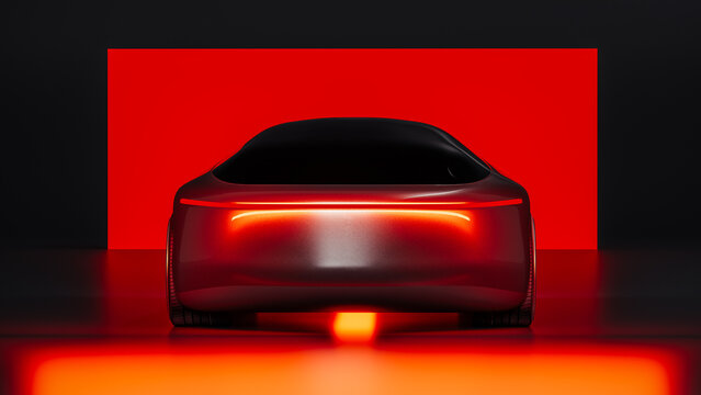 Futuristic self-driving electric car shows modern tech