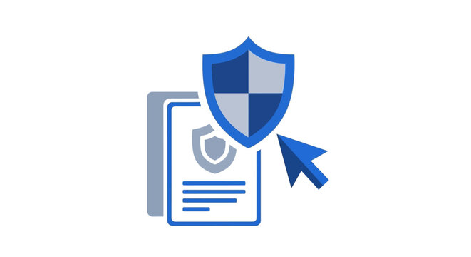 Data Security and Document Protection Vector Icon with Shield and Mouse Cursor