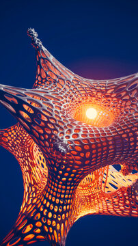 Illuminated organic shape with a detailed pattern