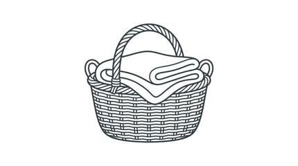 Handwoven basket holding folded blankets for cozy home decor. Rustic storage solution with natural fiber texture and minimalist styling. © MYT Studio