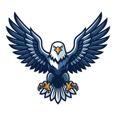 Naklejka premium Majestic Eagle Flying with Wings Spread Wide, Fierce Predator