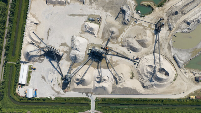 Aerial view of sand extraction in the Beuningse Plas