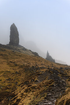 Misty trail to the Old Man of Storr, Isle of Skye