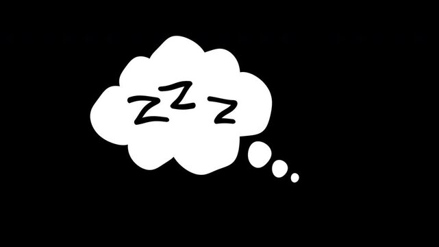 Thinking cartoon cloud on black background for sleep symbols, silent night, deep quiet rest. Perfect for sleeprelated designs and projects.