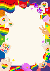 Fototapeta premium Vertical LGBTQ Pride Rainbow Border Background with Copy Space