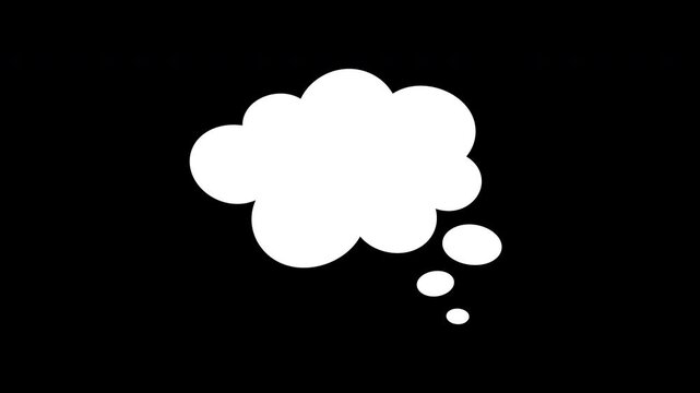 Thinking cartoon cloud thought bubble graphic icon suitable for social media, brainstorming, storytelling, presentations, and creative design projects.