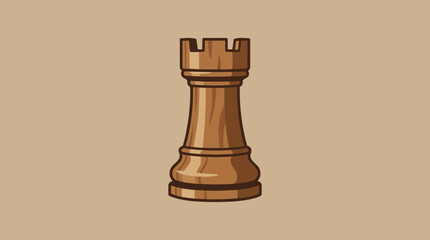 Wooden Rook Chess Piece Realistic Vector Illustration © Bima
